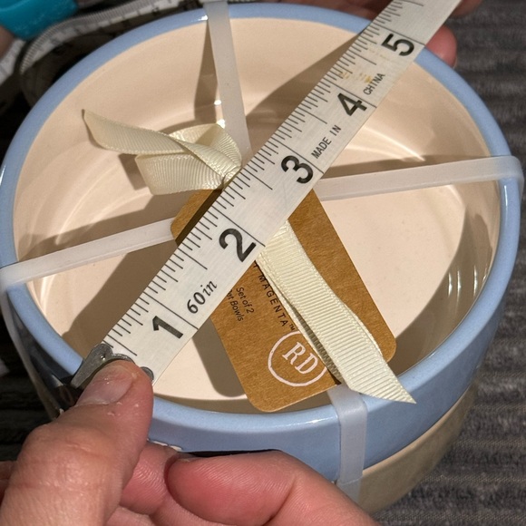 Rae Dunn Blue & Tan Pet DRINK / EAT Ceramic Bowls - Set of 2- NWT - Picture 8 of 8